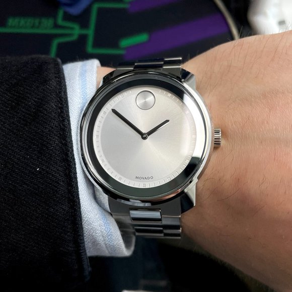 PreLoved Movado Bold Stainless Steel Silver Dial - Picture 1 of 4